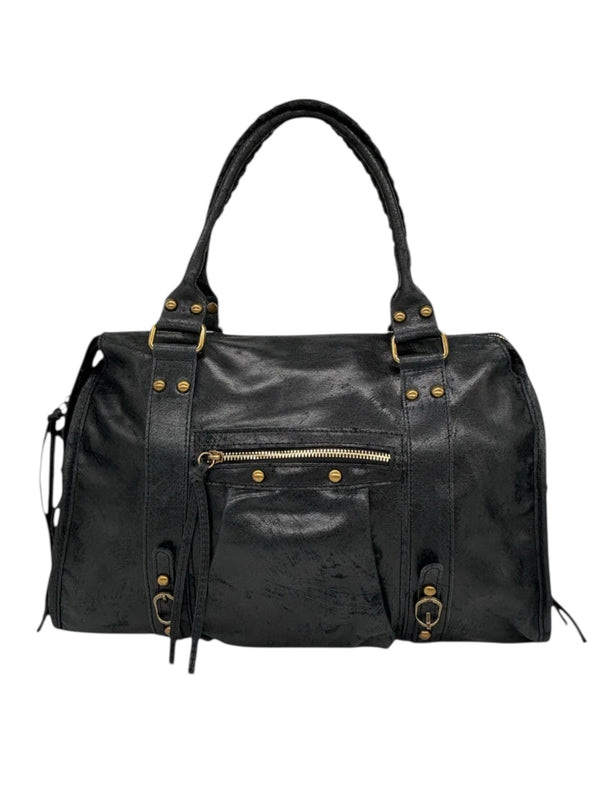 Borsa Silvia Grande Nera Pelle Opaca Spazzolata