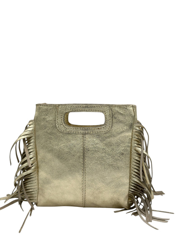 Borsa Frange Media Oro in Pelle Laminata