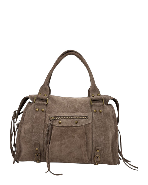 Borsa Silvia Grande Tortora  Pelle Scamosciata